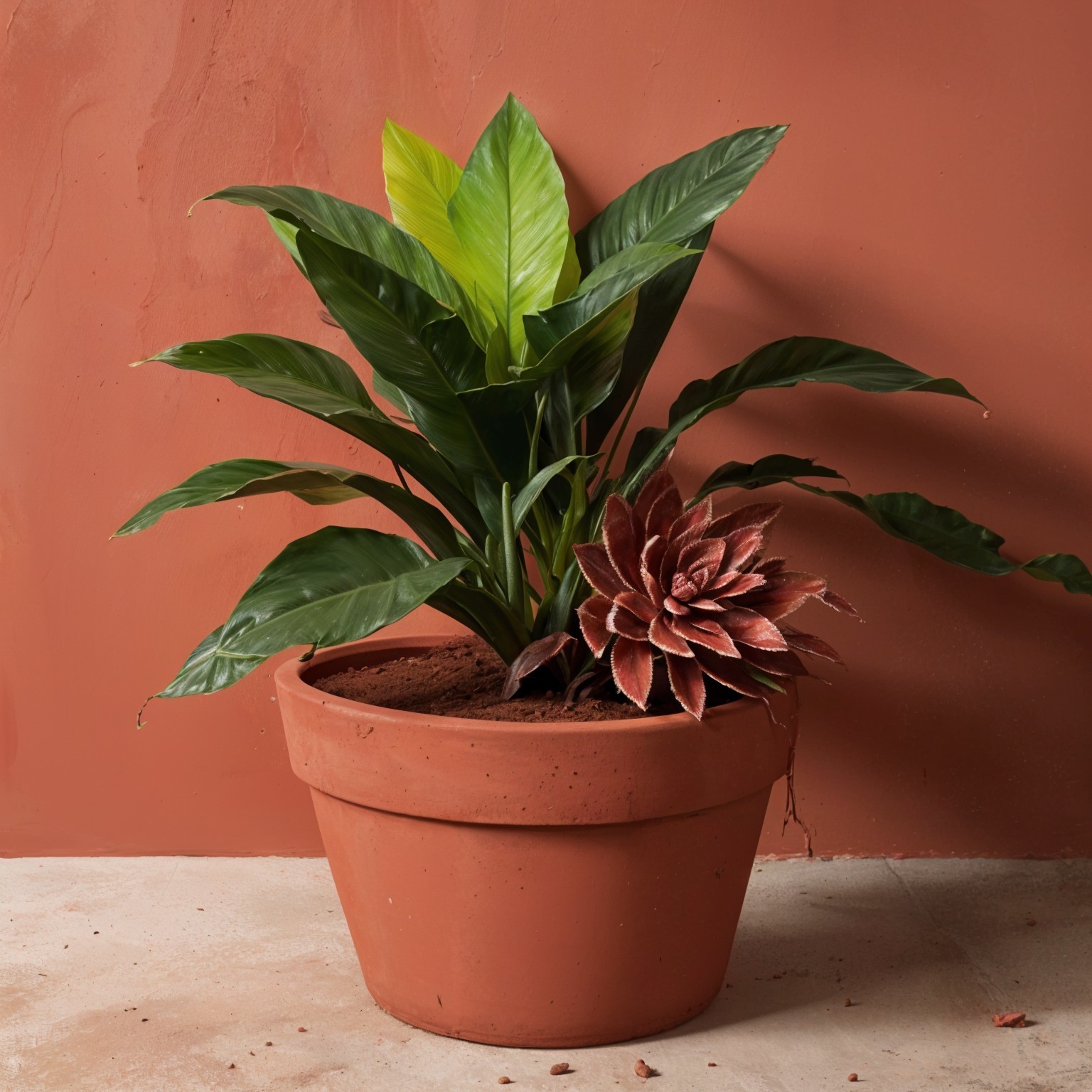 Vibrant Potted Plant Arrangement with Glossy Leaves