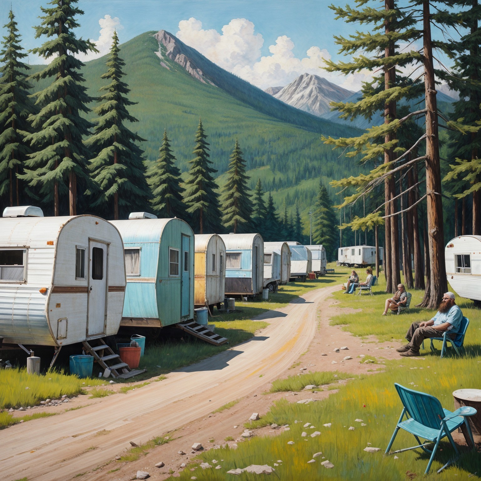 Vintage Trailers in a Serene Camping Scene