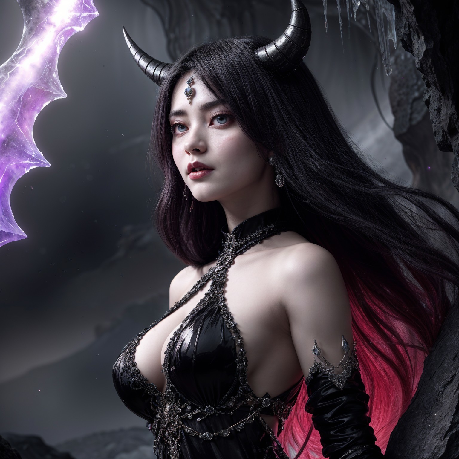 Character in Dark Environment with Elegant Horns and Blade