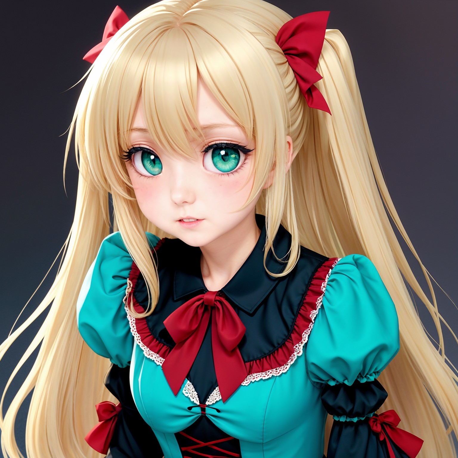 Anime Character with Blonde Pigtails and Green Eyes
