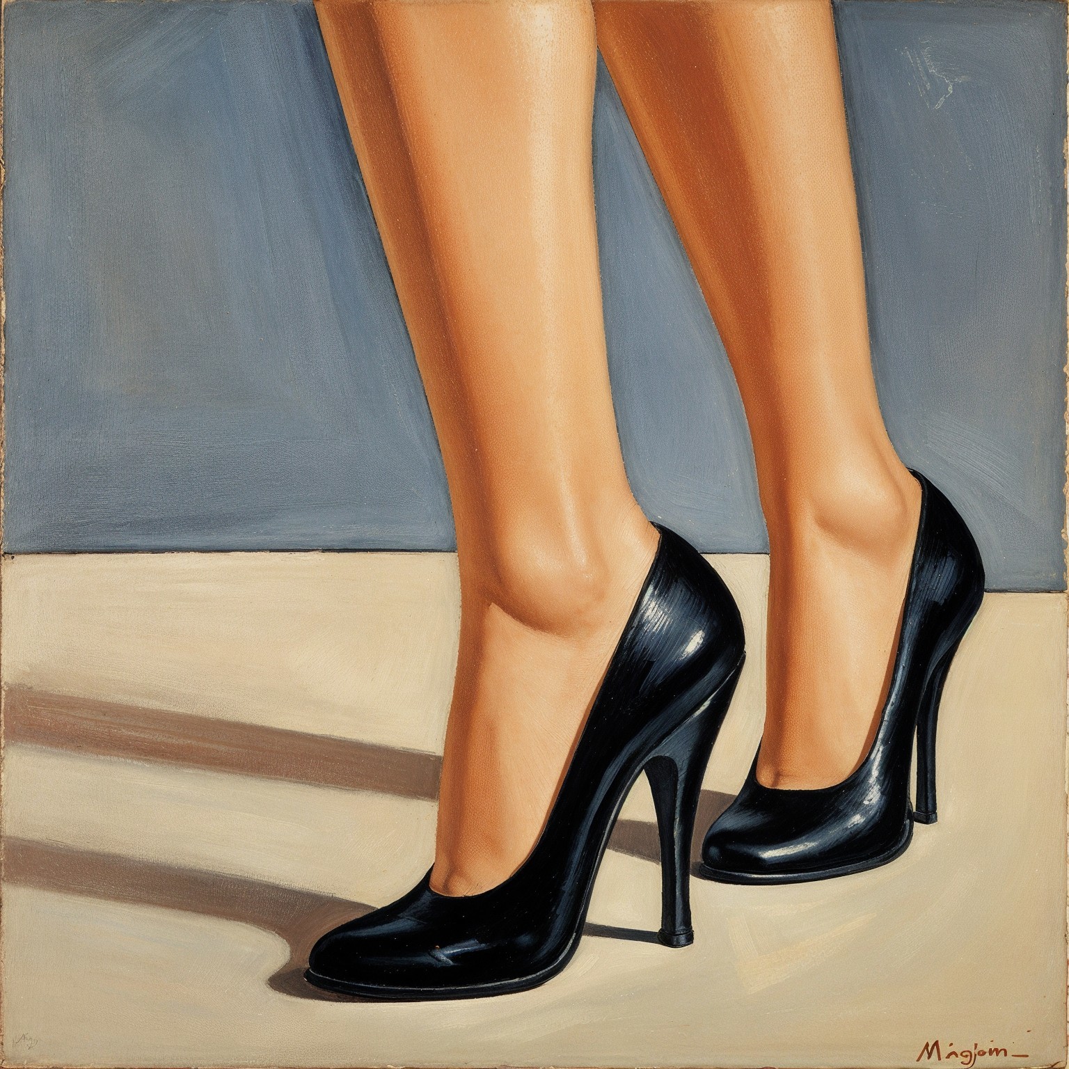Close-up of Elegant Legs in Black High-Heeled Shoes