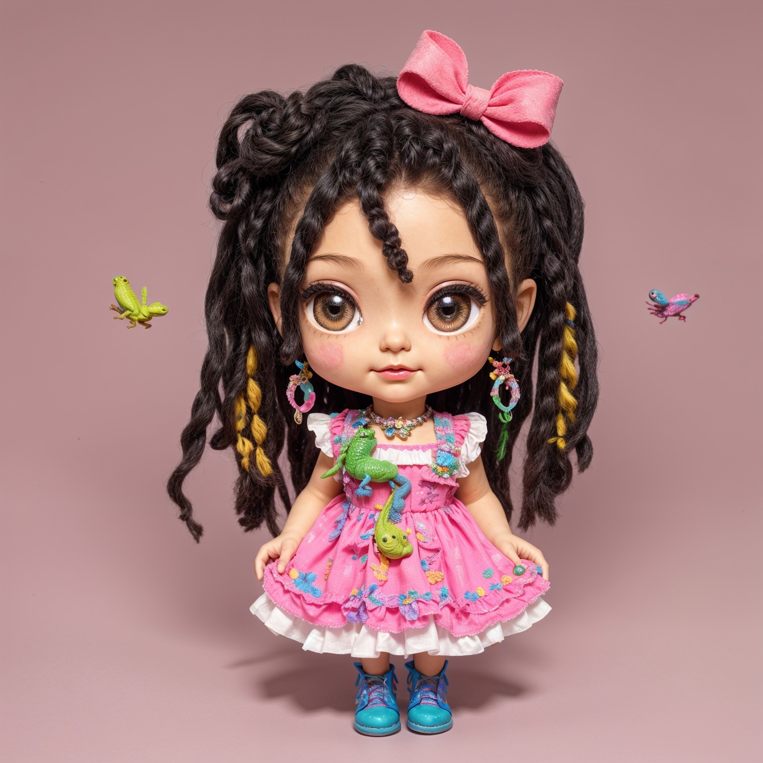 Charming Doll with Braided Hair and Colorful Dress