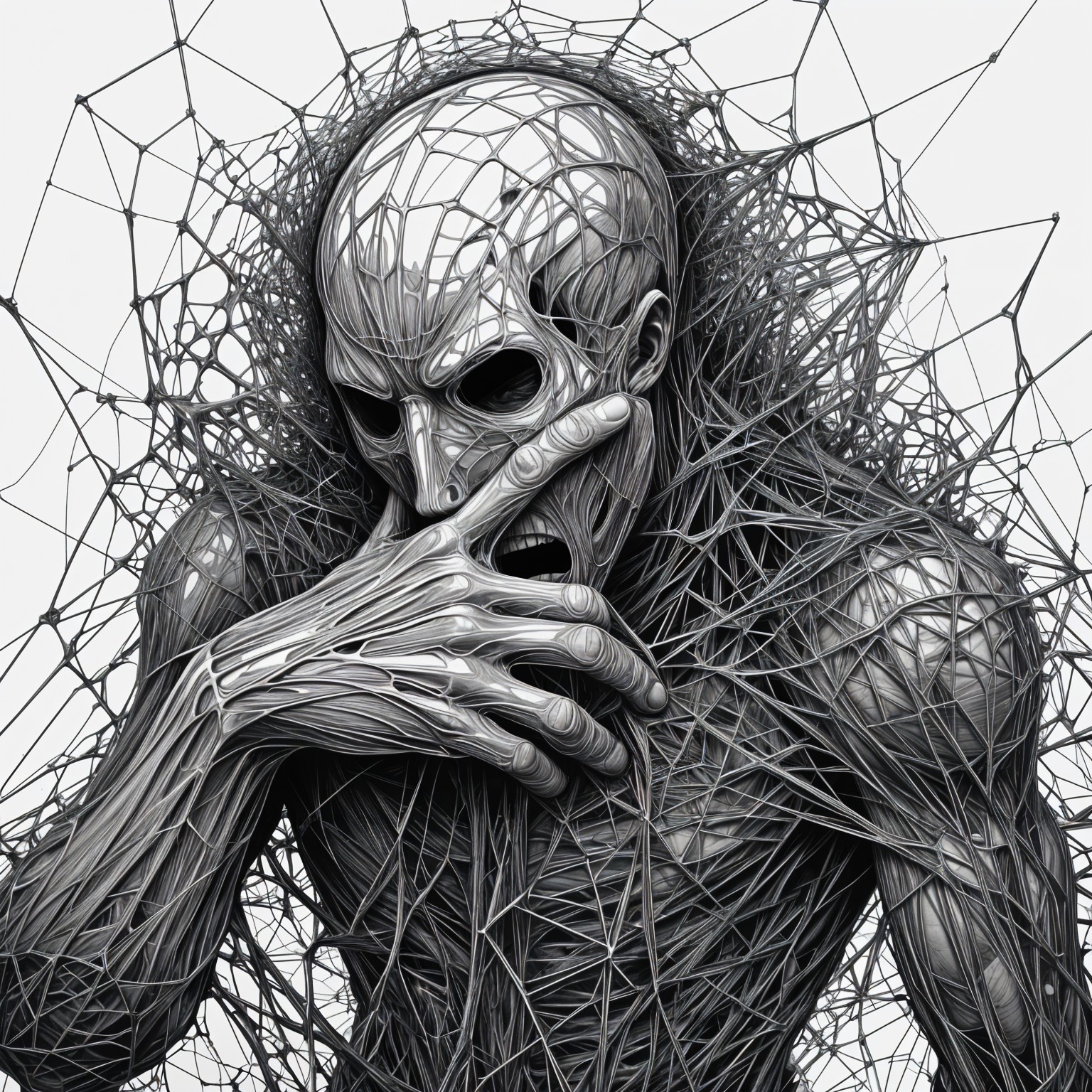 Abstract Figure with Intricate Dark Line Network
