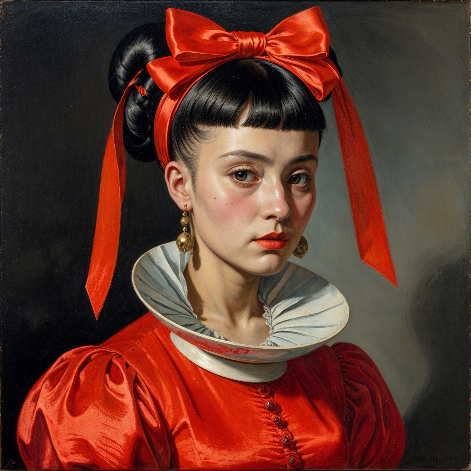 Portrait of a Young Woman in a Red Dress