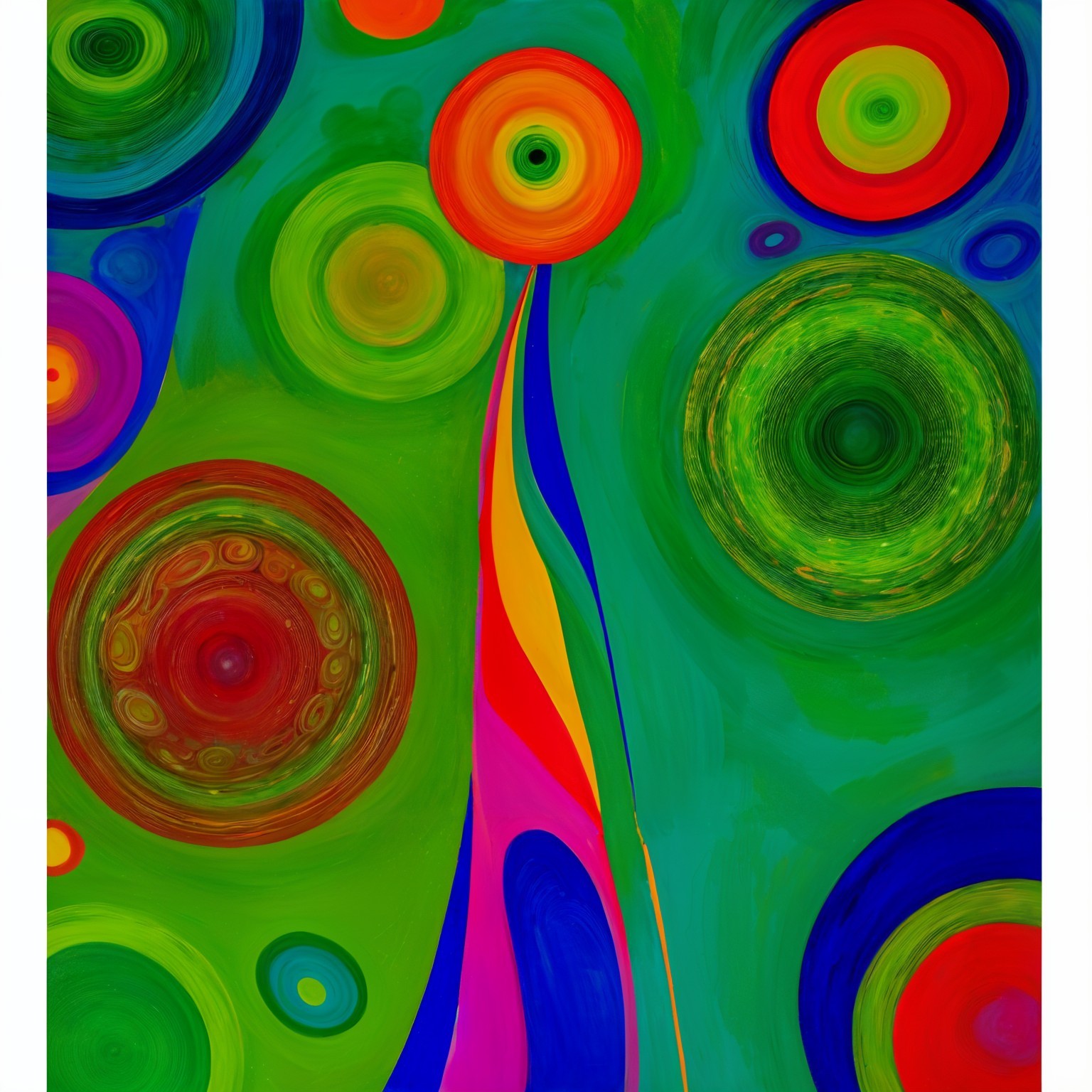 Vibrant Abstract Composition with Circular Shapes