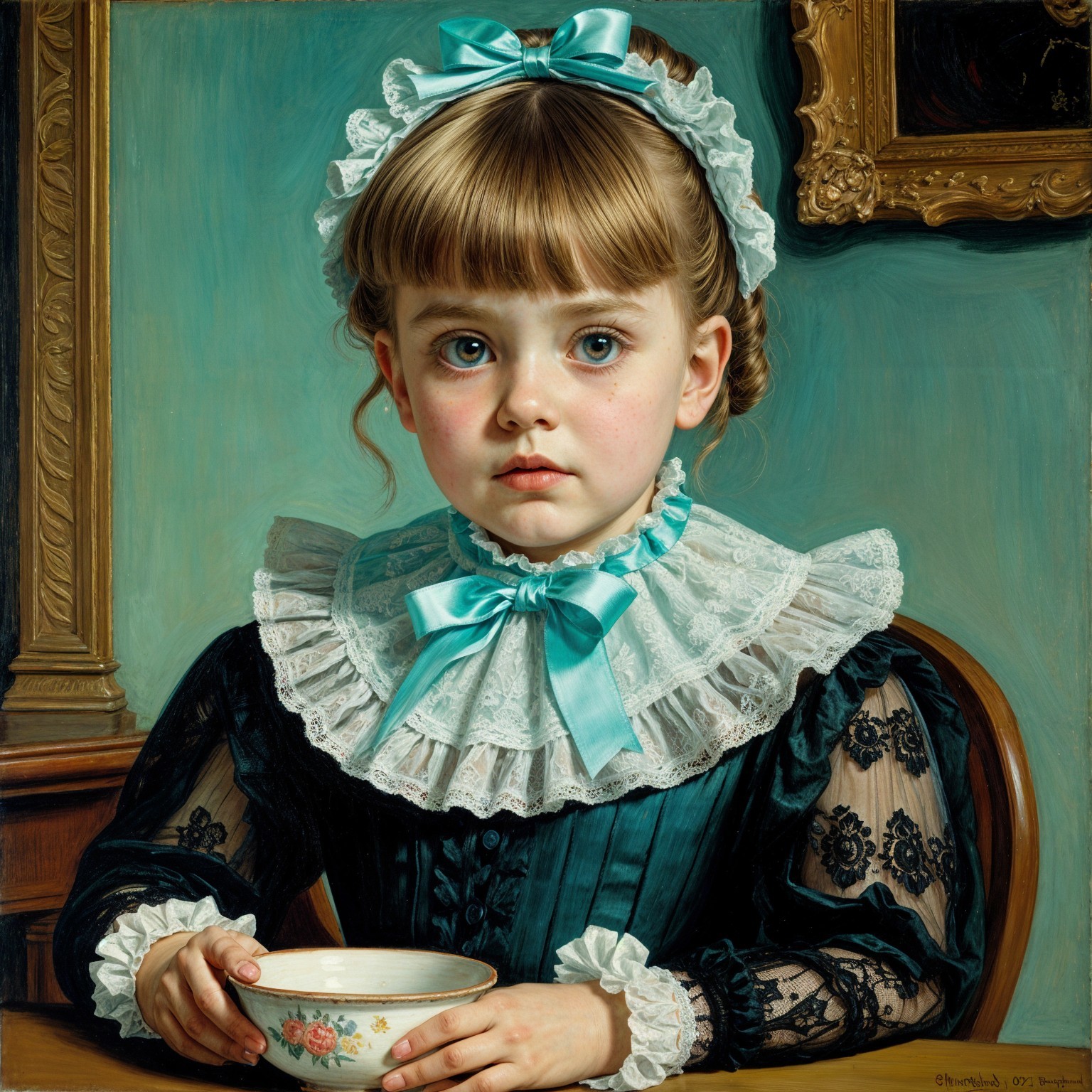 Portrait of a Young Girl in Elegant Attire