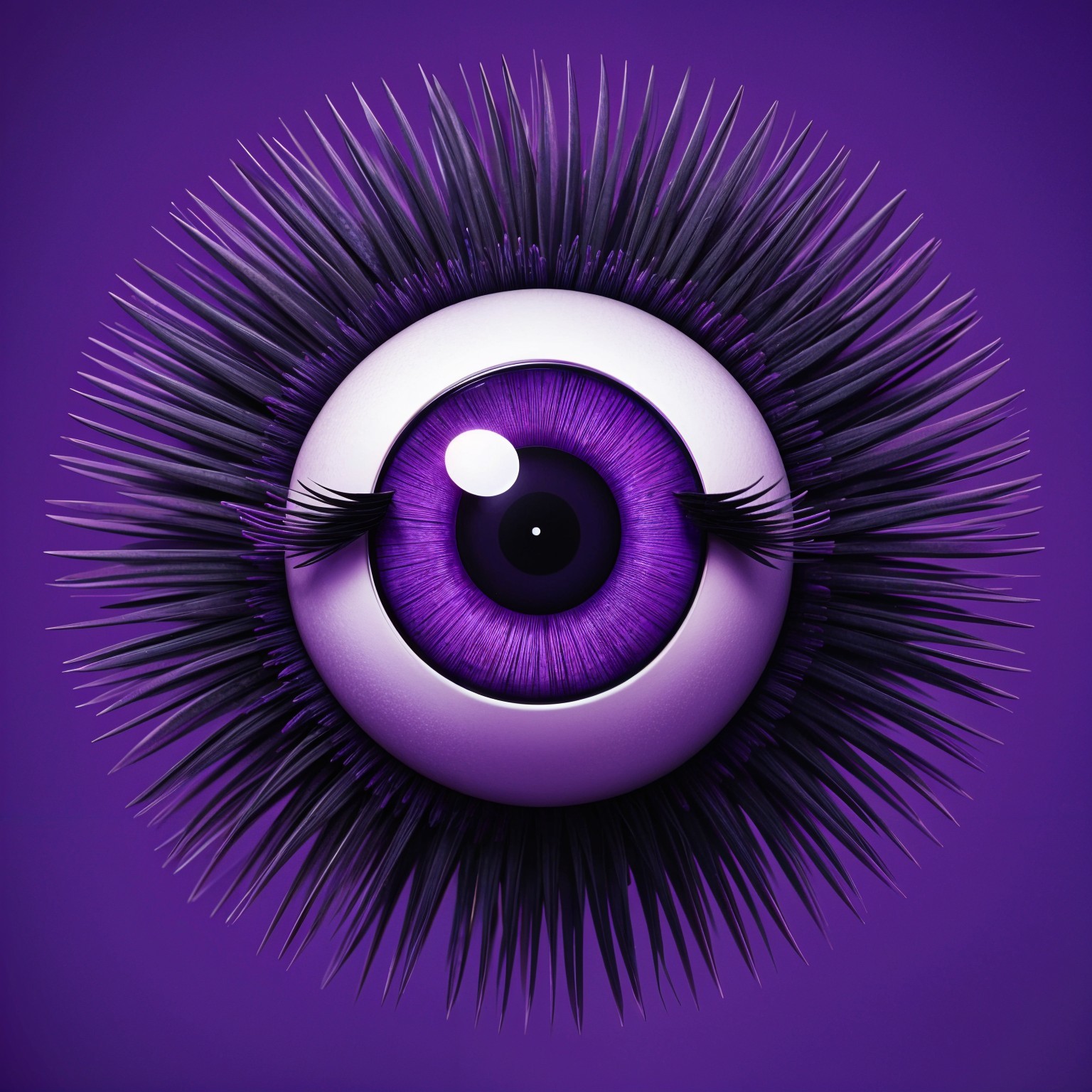 Stylized Eye with Purple Iris and Black Fur Halo