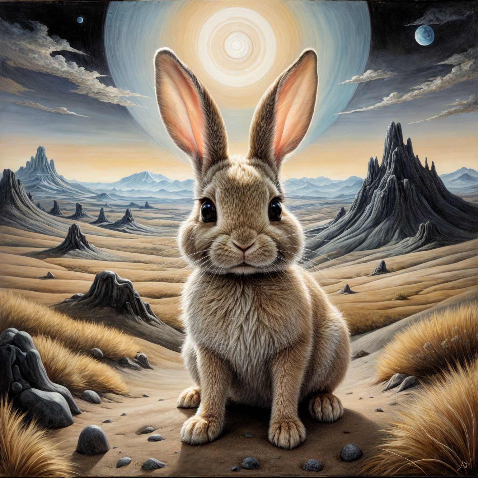 Charming Rabbit in a Surreal Landscape Setting