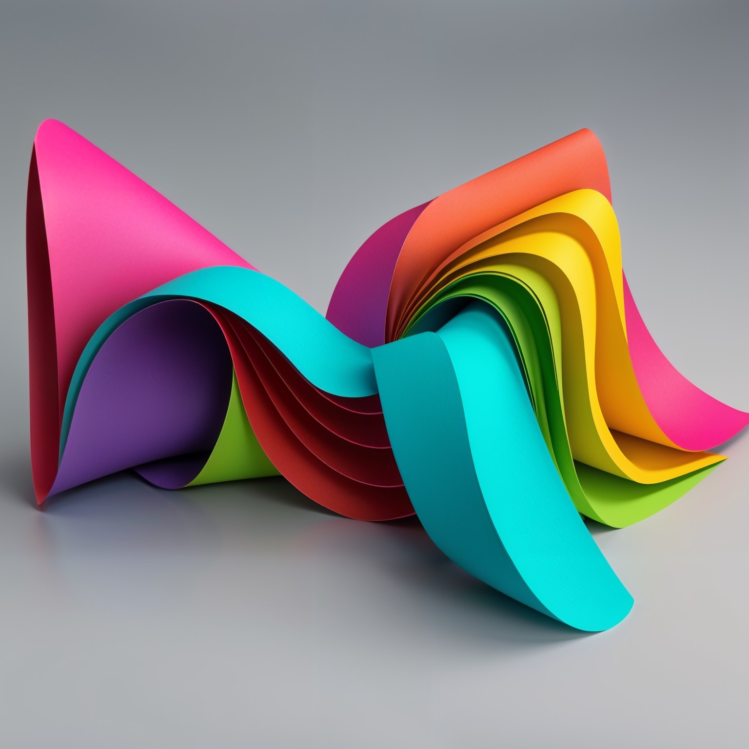 Vibrant Abstract Sculpture of Colorful Paper Sheets