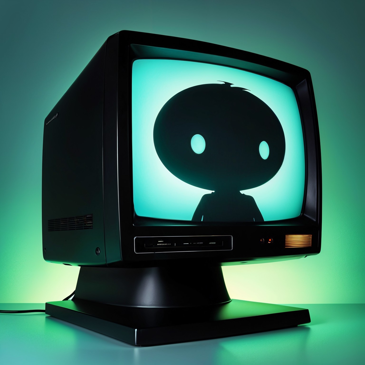 Vintage Television Set with Eerie Teal Glow