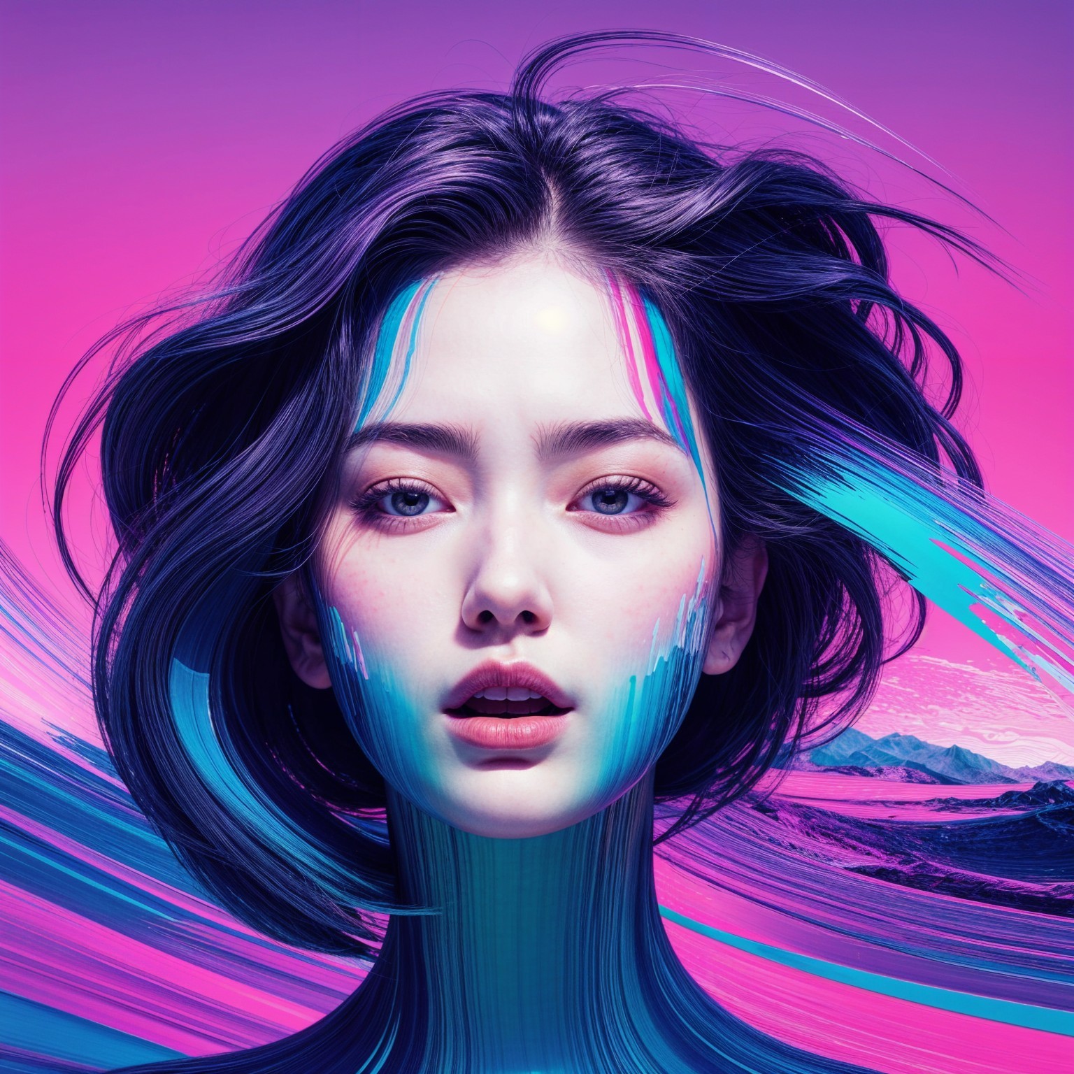Digital Portrait of a Woman with Vibrant Colors