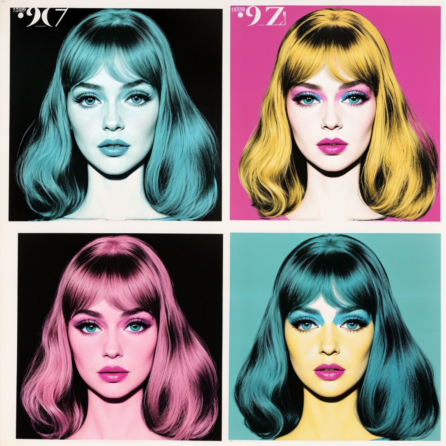 Four Portraits of a Woman in Vibrant Color Palettes
