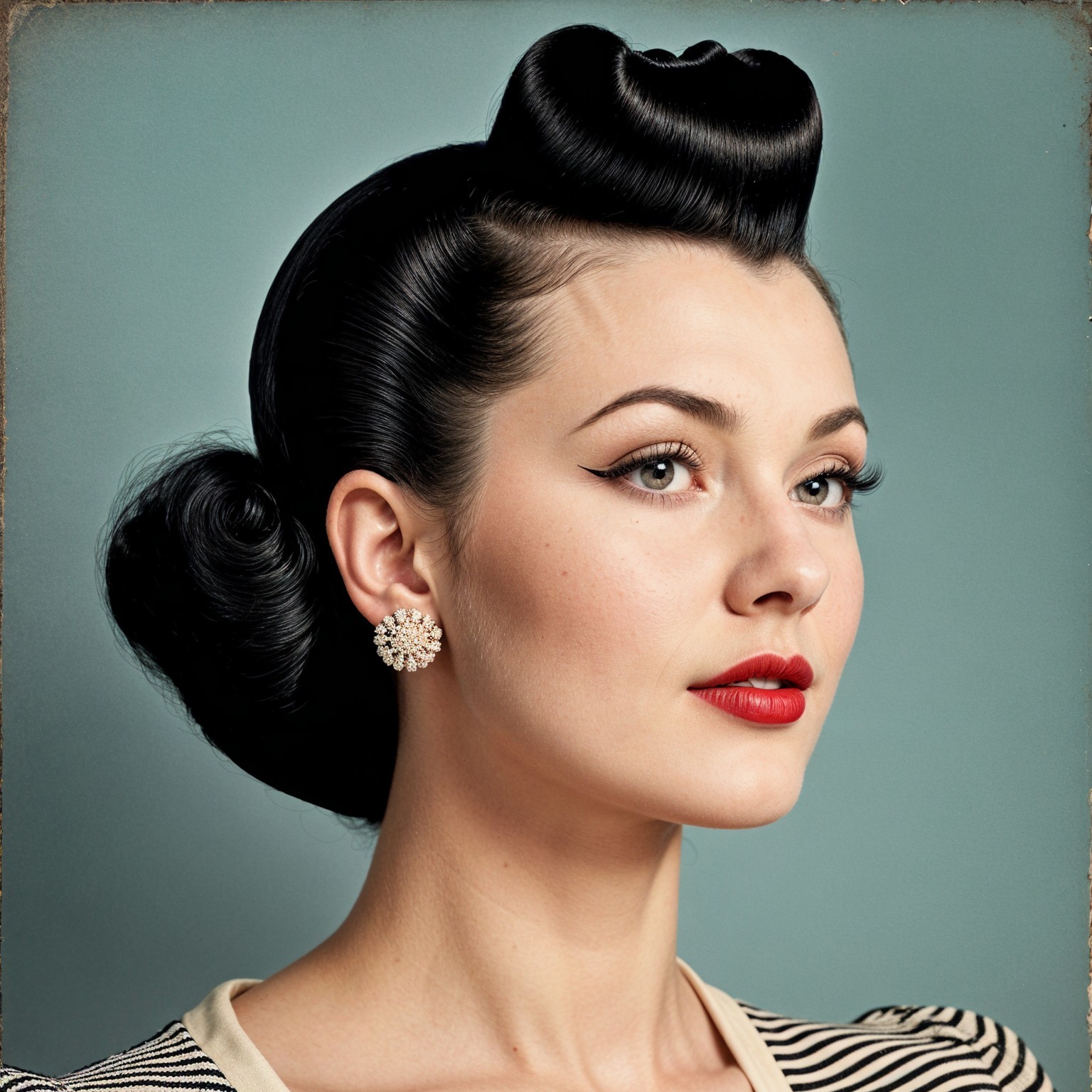 Vintage-Inspired Hairstyle with Retro Fashion Elements