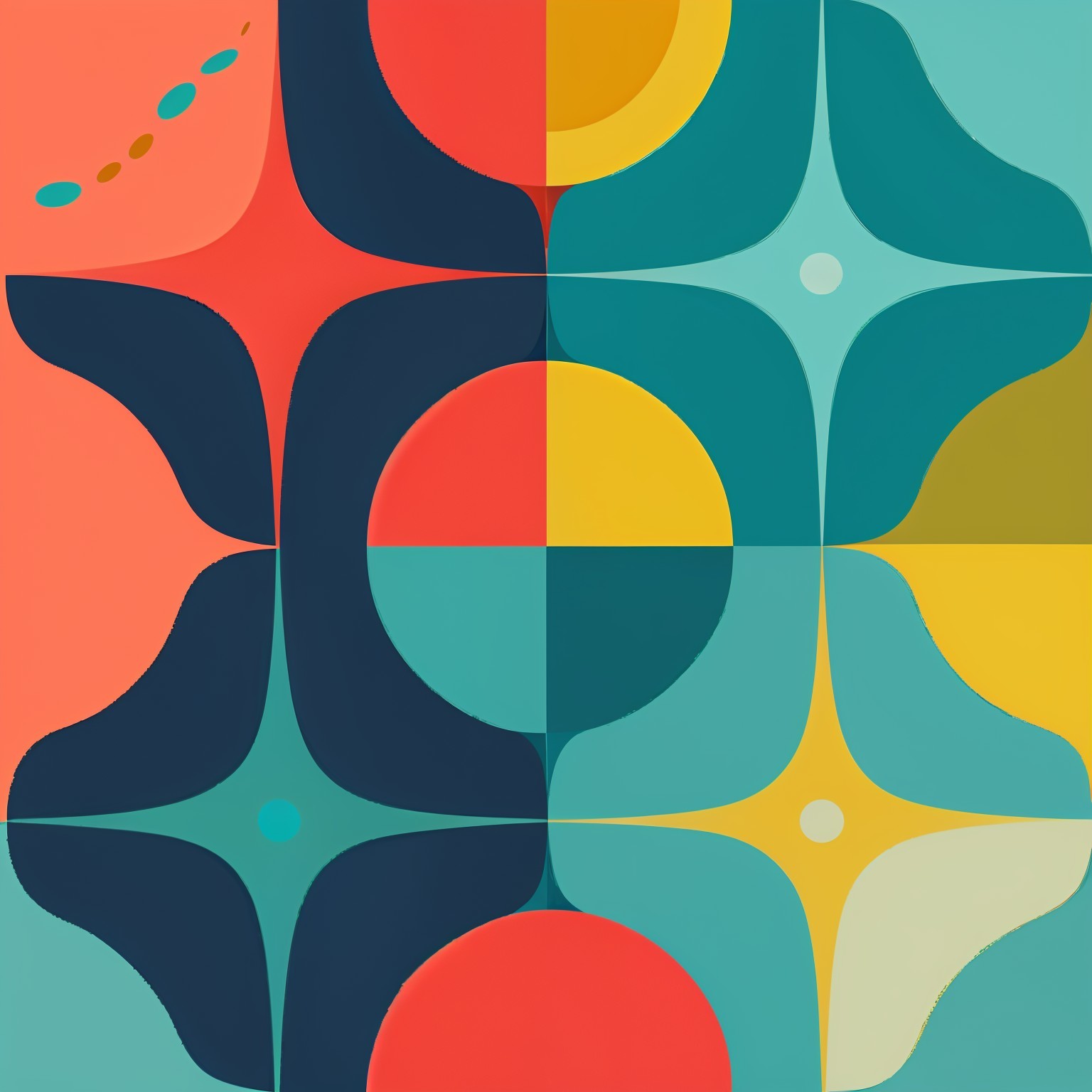 Vibrant Geometric Pattern with Bold Shapes and Colors