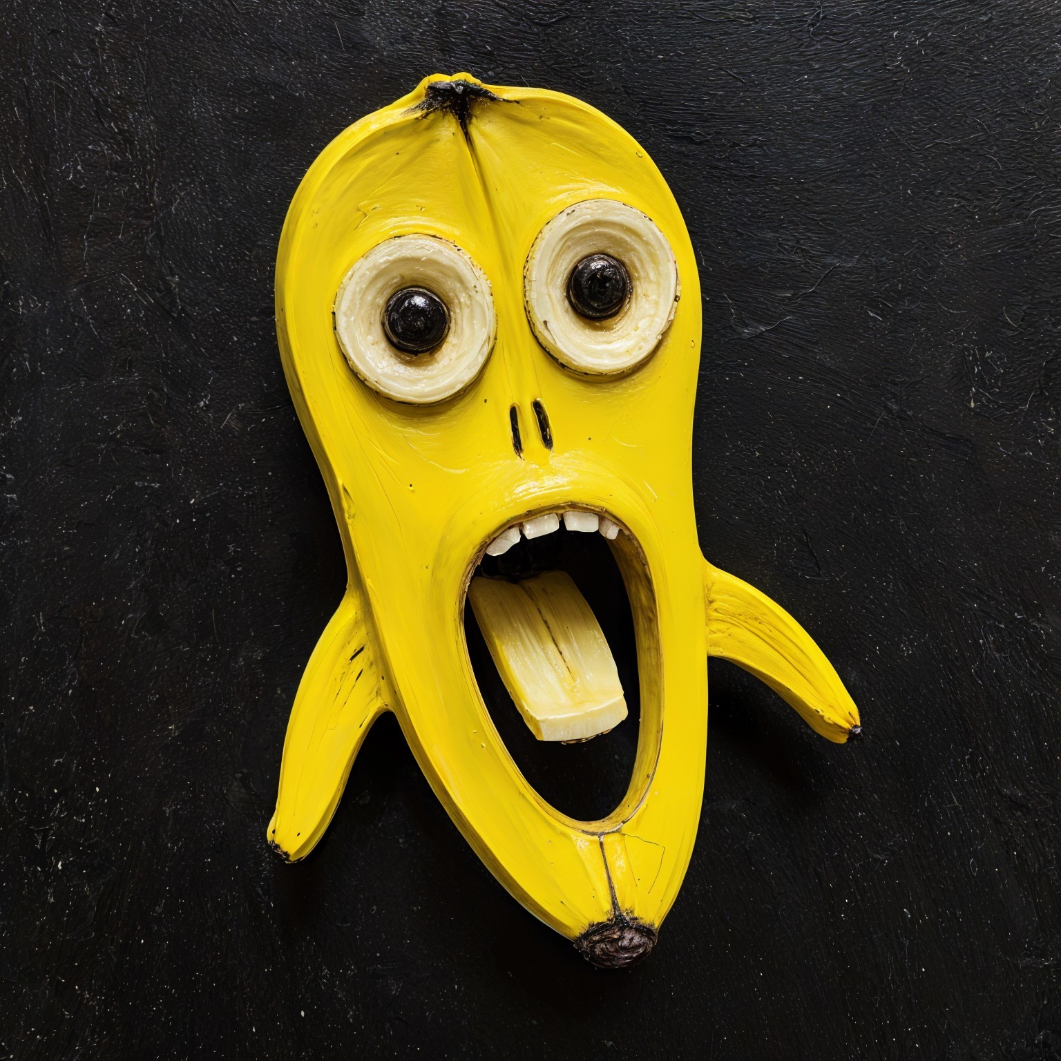 Whimsical Banana Sculpture with Surprised Expression