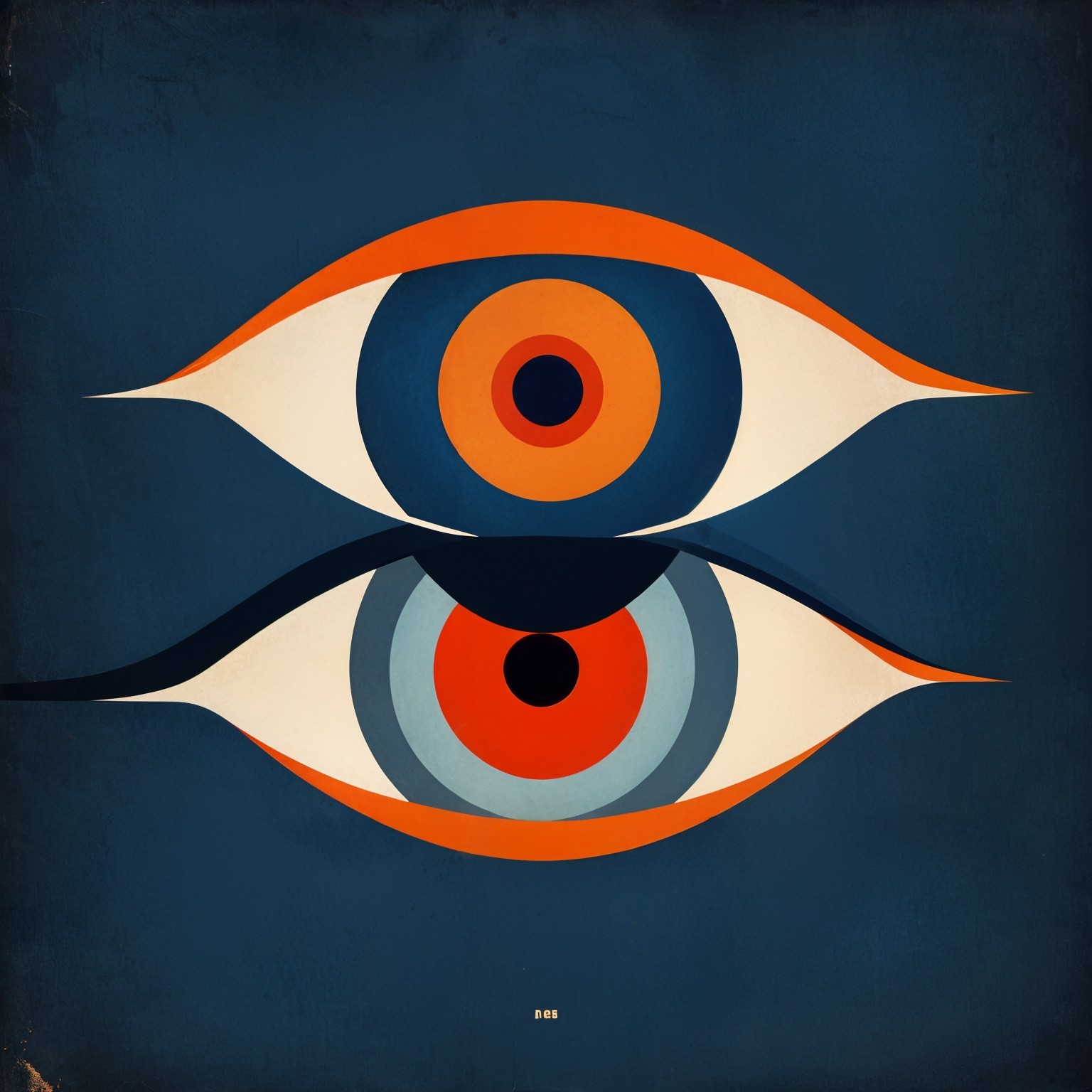 Stylized Eyes in Vibrant Colors on Navy Background