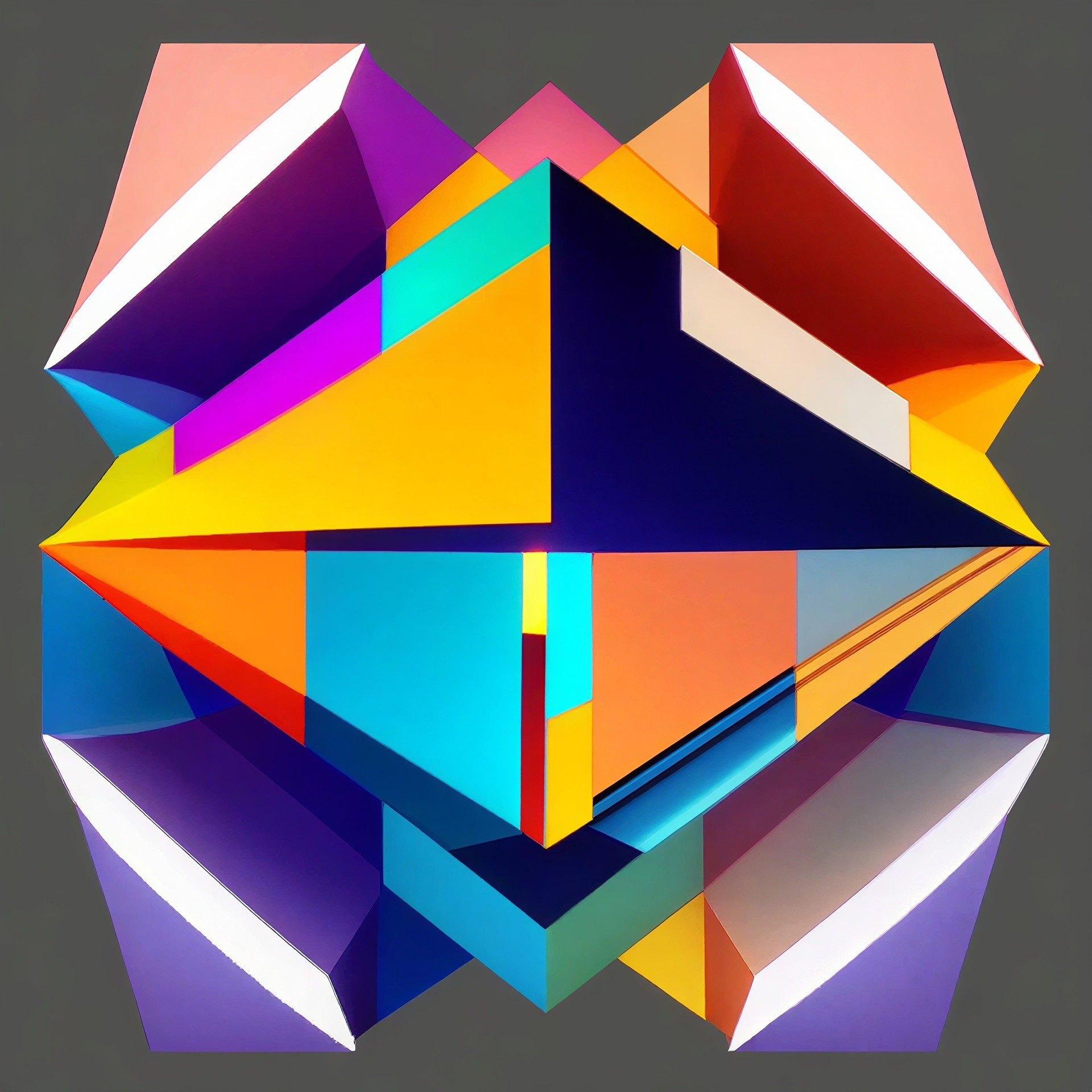 Vibrant Geometric Abstract Design on Gray Background