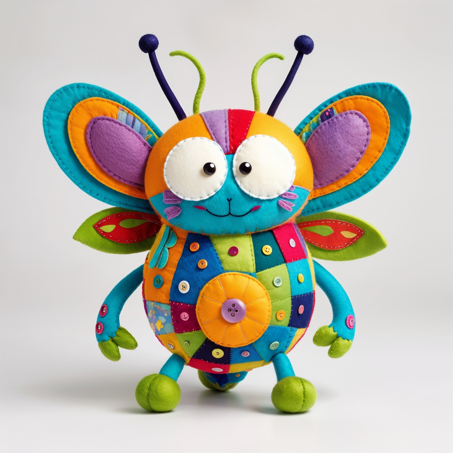 Vibrant Plush Butterfly Toy with Colorful Patchwork