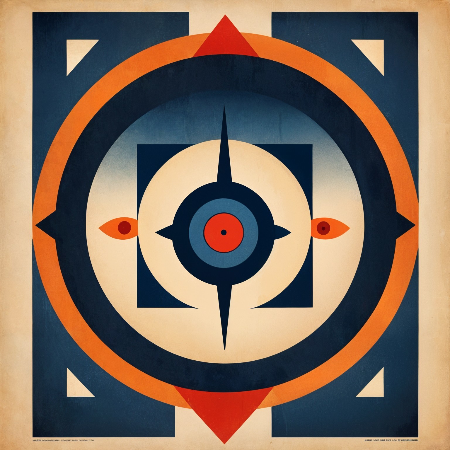 Geometric Design with Central Circle and Bold Shapes
