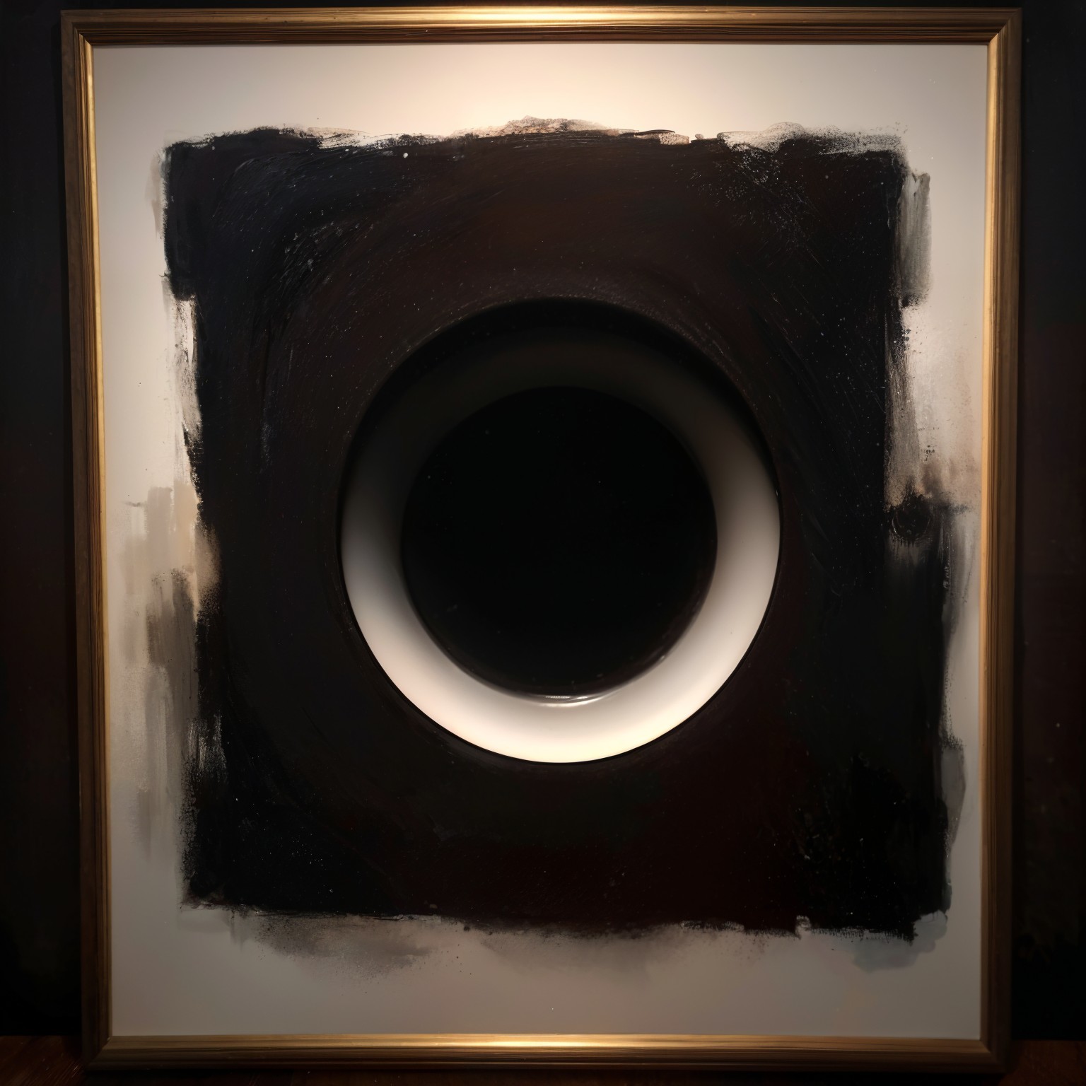 Artwork with Black and Gray Hues in Gold Frame