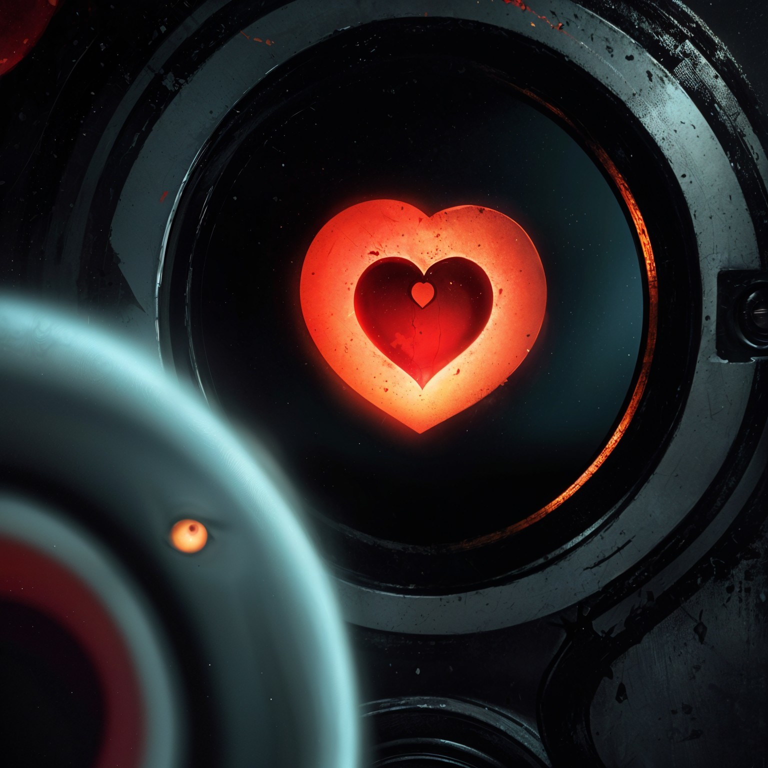 Glowing Heart with Mechanical Circular Frame Design