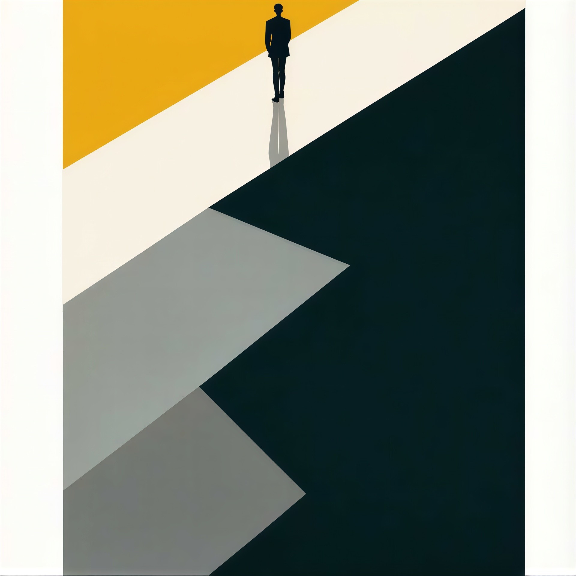 Minimalist Illustration of a Silhouetted Figure Walking