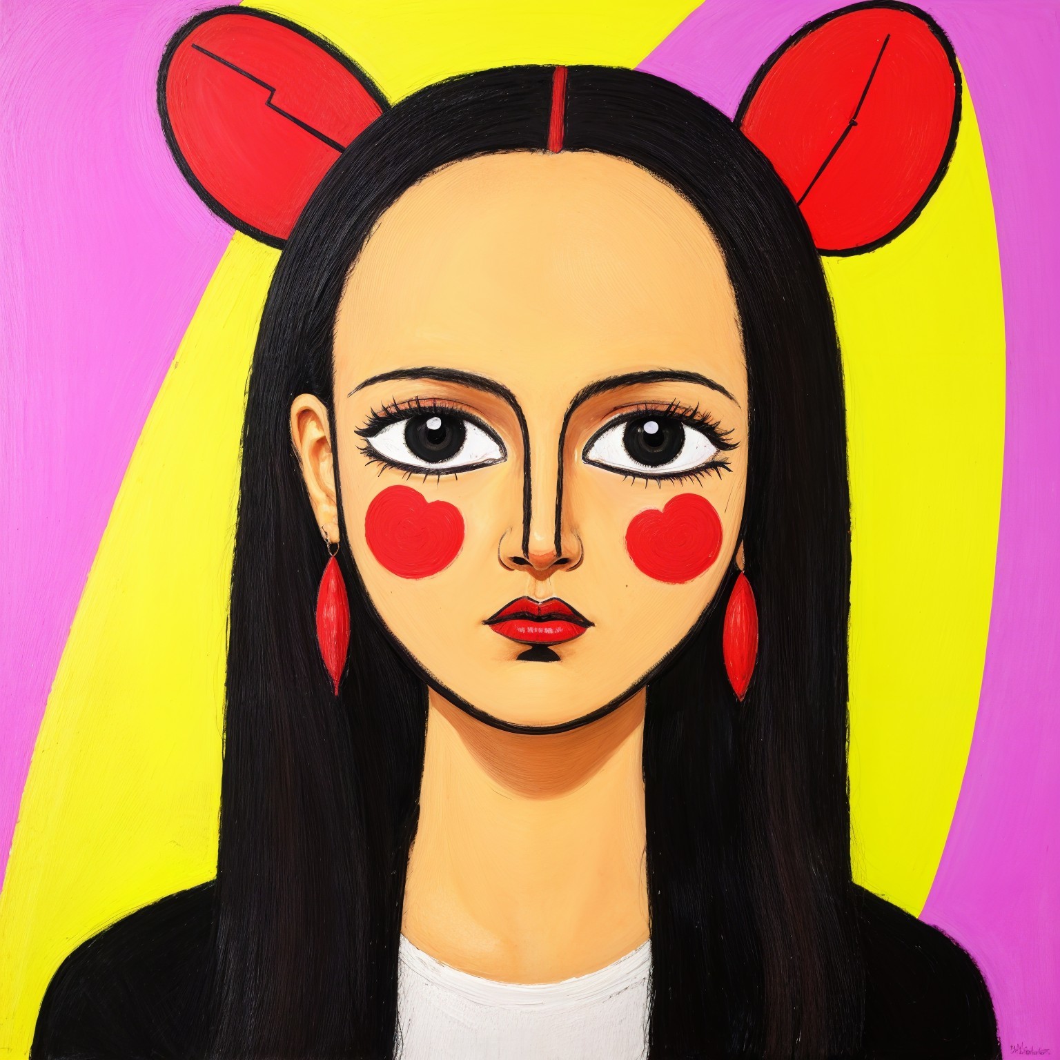 Portrait of a Woman with Bold Features and Colors