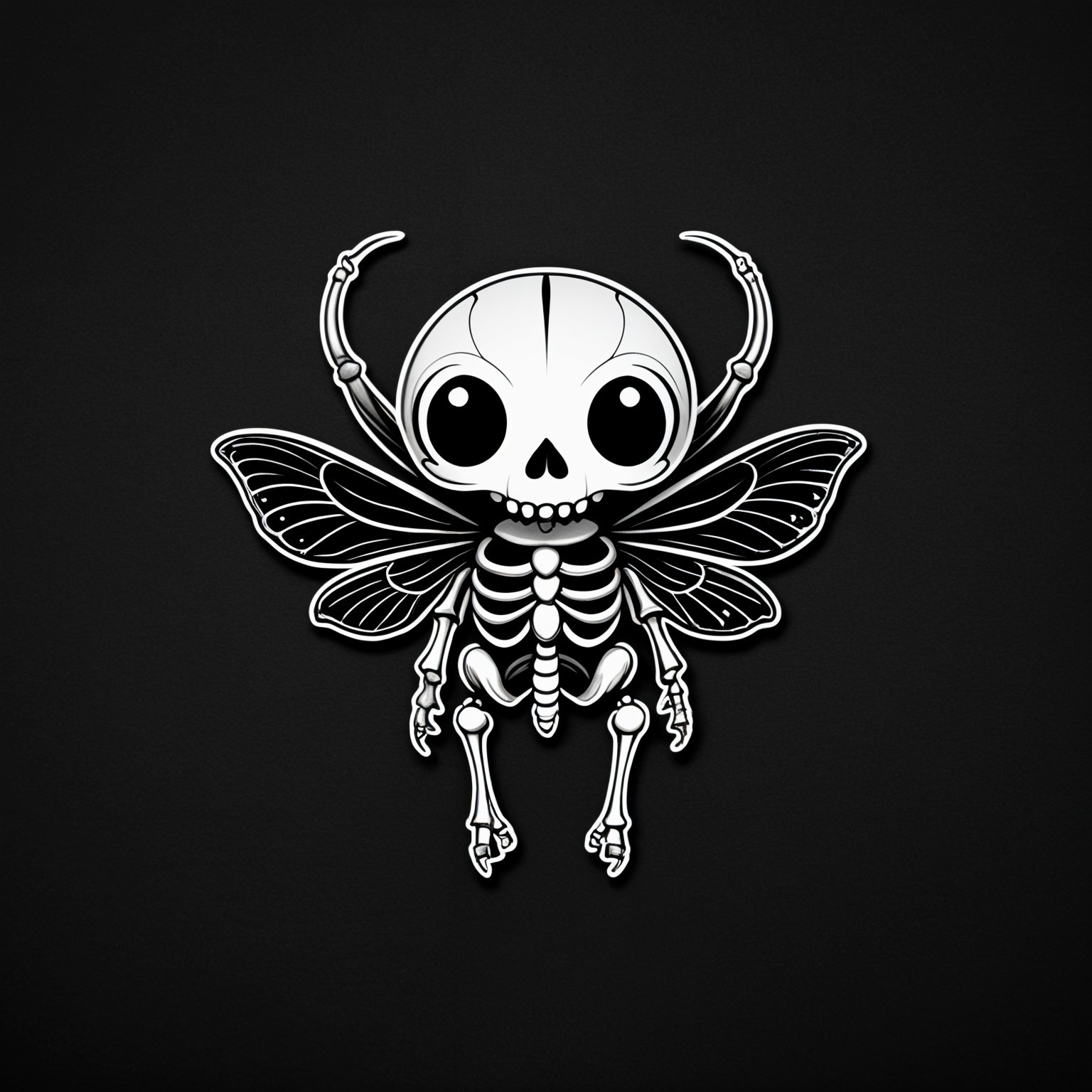 Playful Skeleton Character with Butterfly Wings Design