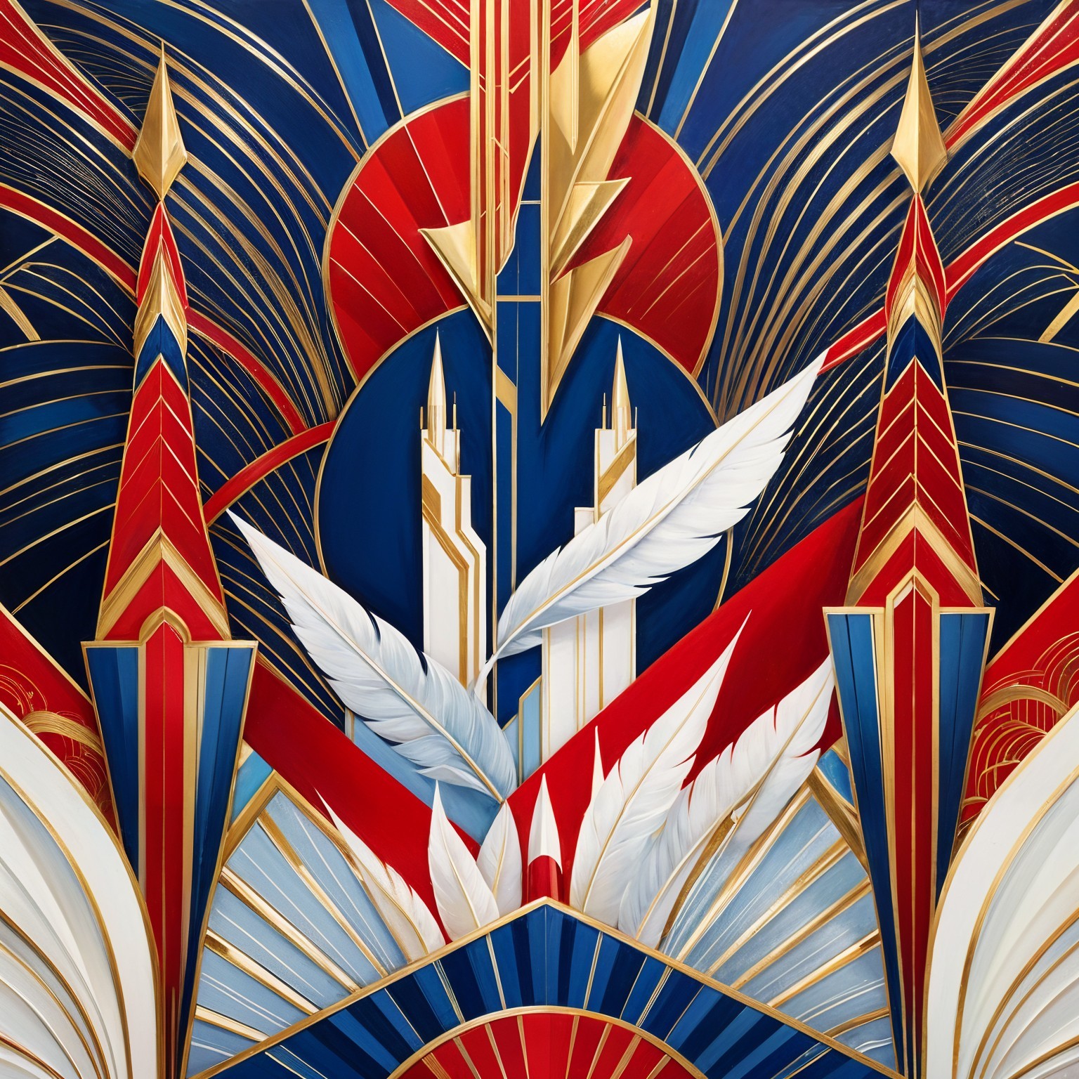 Vibrant Art Deco Abstract Design in Bold Colors