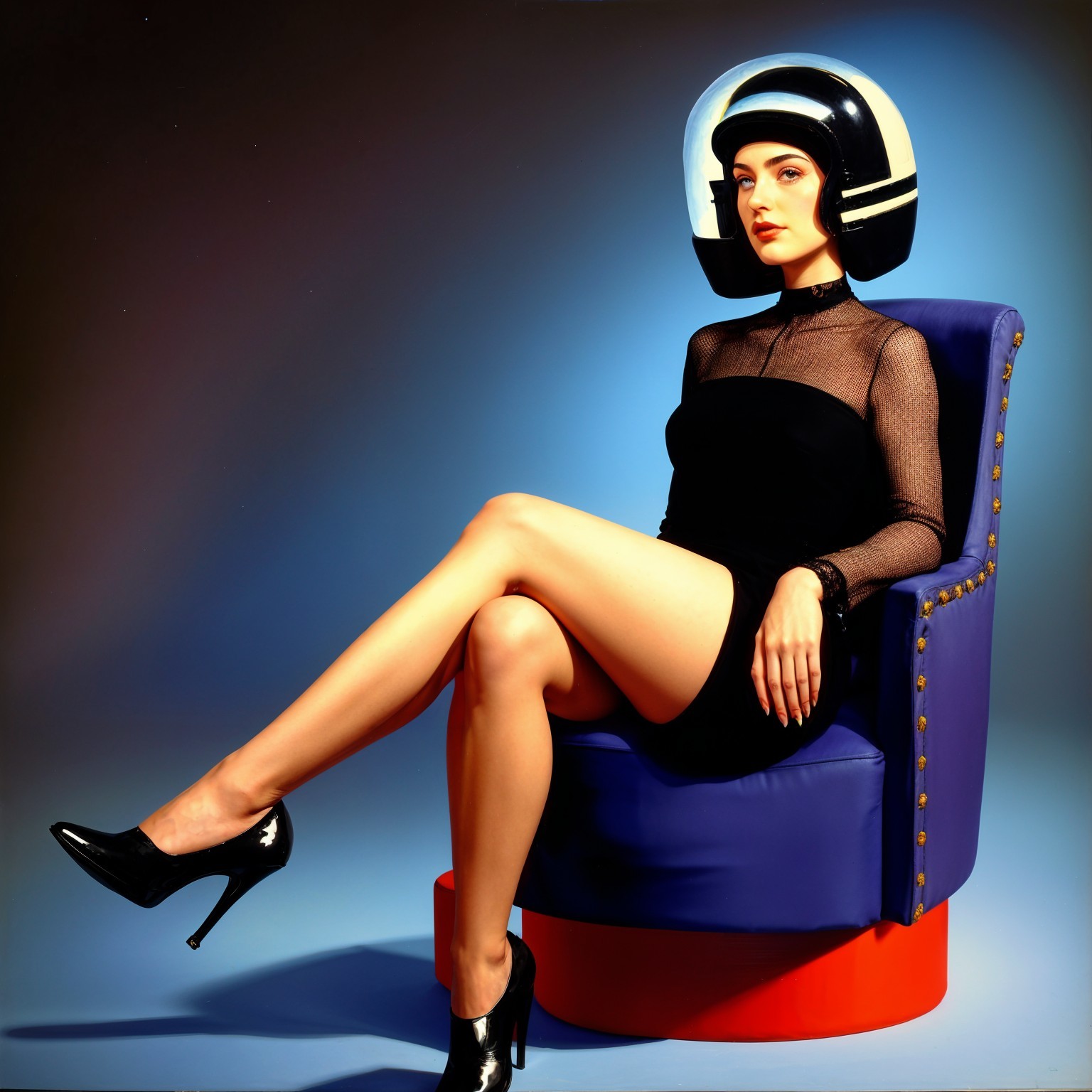 Stylish Figure in Modern Chair with Futuristic Elements