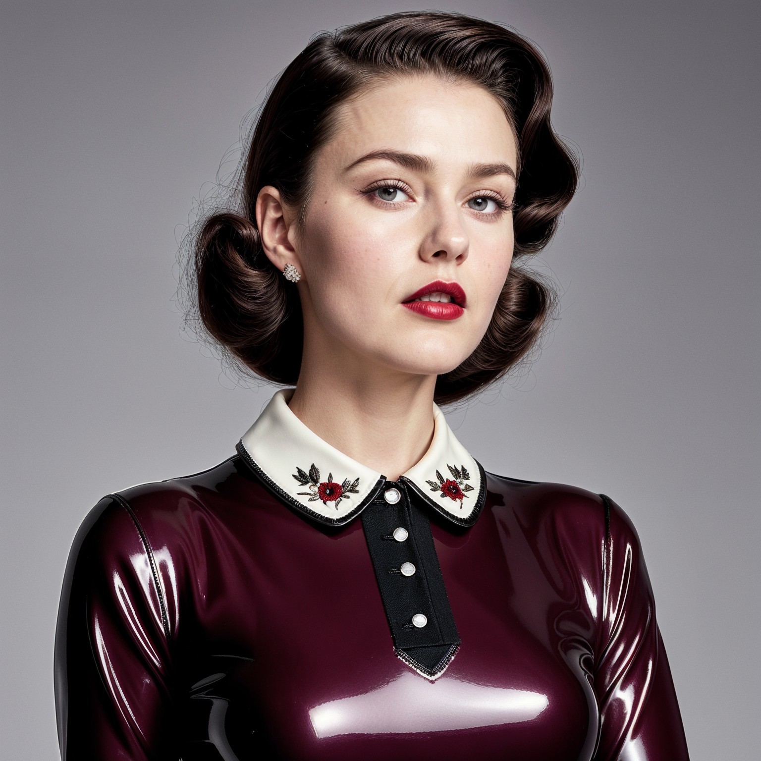 Vintage-Inspired Fashion with Bold Makeup and Hair