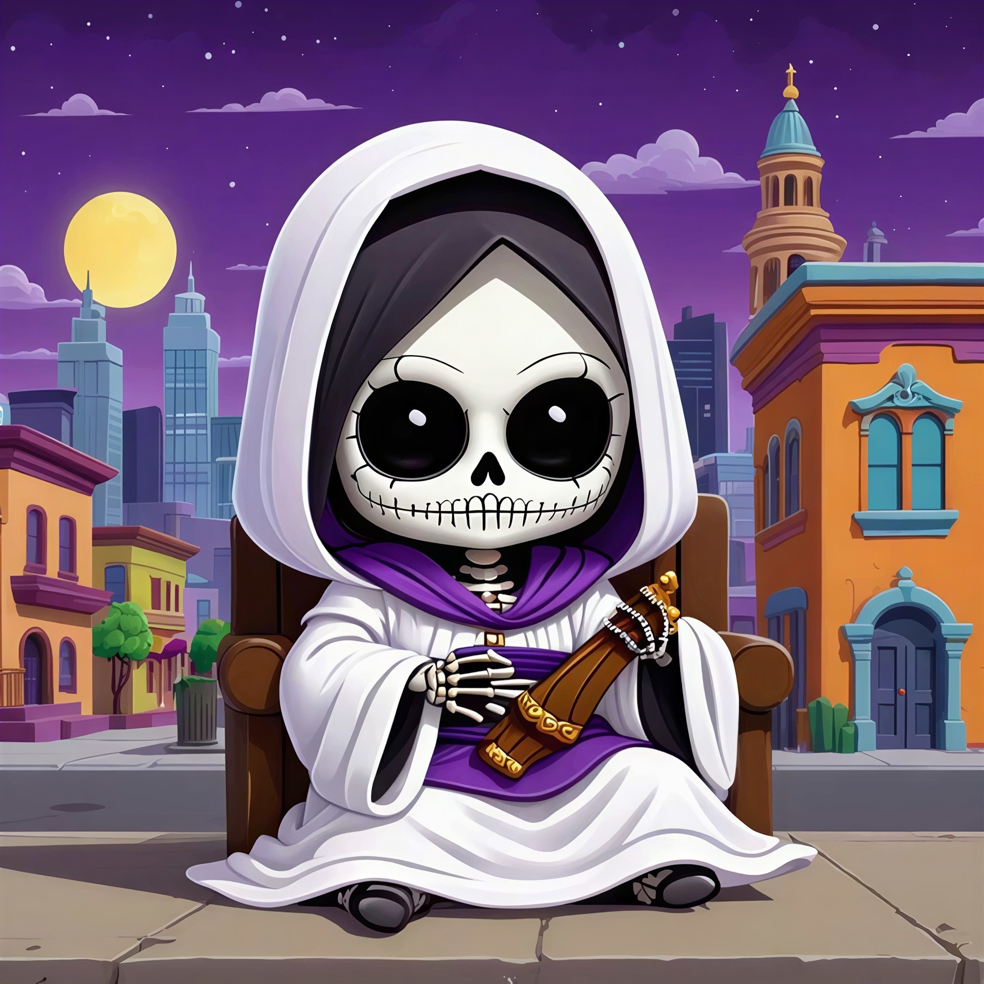 Colorful Cartoon Character in Whimsical Setting