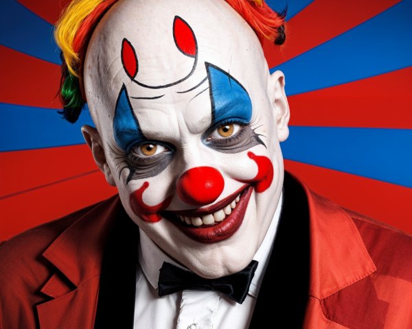 Clown with Colorful Hair and Vibrant Background