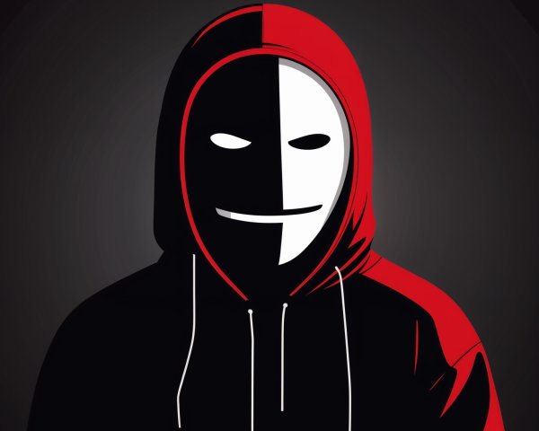 Stylized Character in Black and Red Hooded Sweatshirt