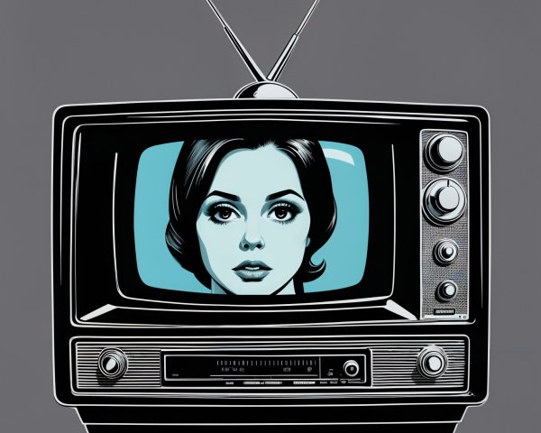 Retro Television Displaying Captivating Woman's Portrait