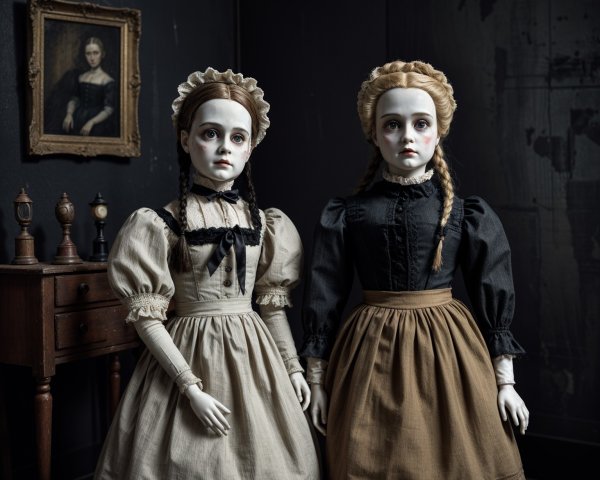 Vintage Porcelain Dolls in 19th-Century Attire