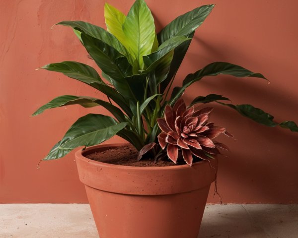 Vibrant Potted Plant Arrangement with Glossy Leaves