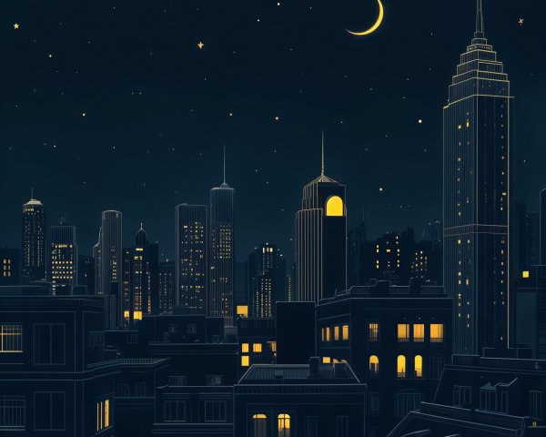 Ultra-Detailed Digital Painting of Urban Night Cityscape