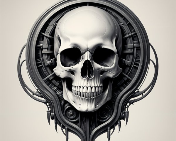 Intricately Designed Skull in Ornate Circular Frame