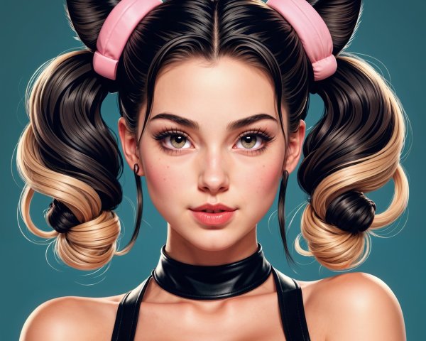 Young woman with playful pigtails and cat ears