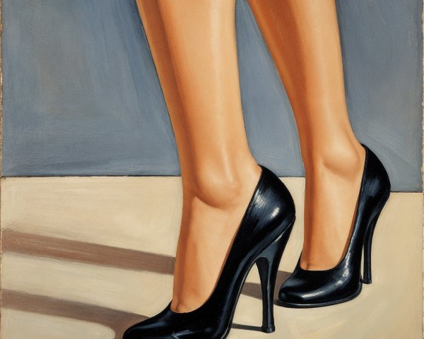 Close-up of Elegant Legs in Black High-Heeled Shoes