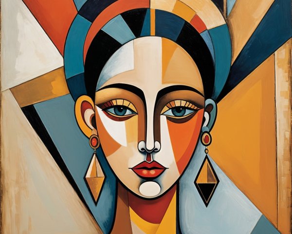 Stylized portrait of a woman with geometric shapes