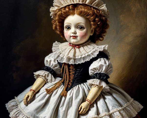 Porcelain Doll with Victorian Design and Details