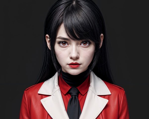 Portrait of a Young Woman with Elegant Fashion and Expression