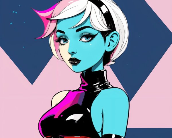 Vibrant Portrait of Young Woman with Blue Skin