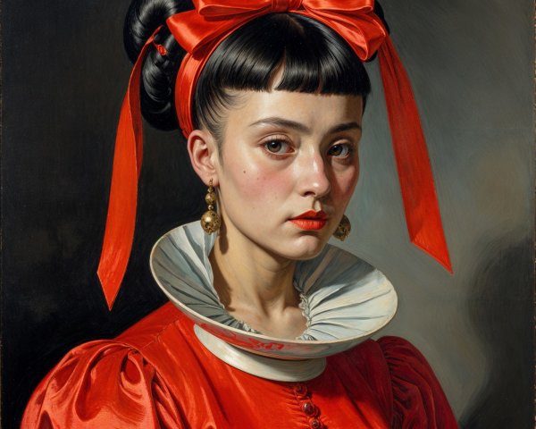 Portrait of a Young Woman in a Red Dress