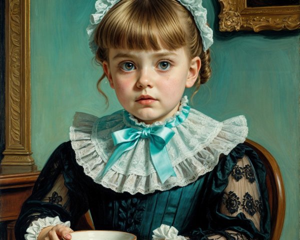 Portrait of a Young Girl in Elegant Attire