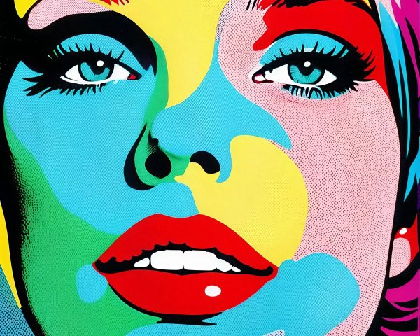 Colorful Pop Art Illustration of a Woman's Face