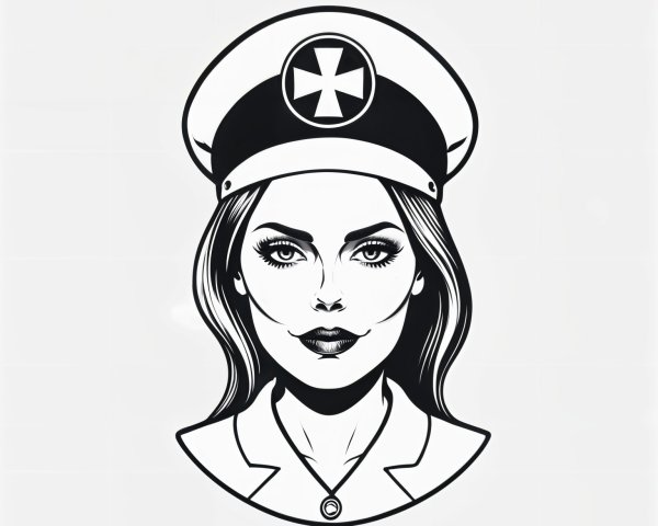 Stylized Nurse Illustration with Professional Elegance