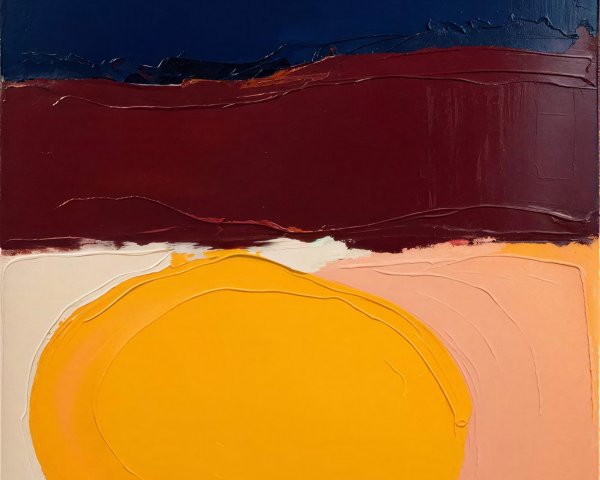 Semi-Abstract Acrylic Painting with Bold Color Bands